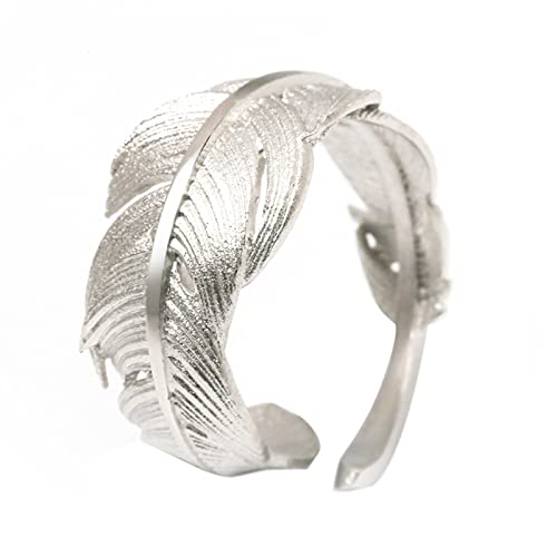 KONFEN Feder Ring Silber Damen Herren, Verstellbar Offener Ringe, Daumenring Modeschmuck Ringe Zeigefinger Ring Fußringe Silber, Retro Trendsymbol Schmuck Geschenke für Damen Herren Unisex von KONFEN