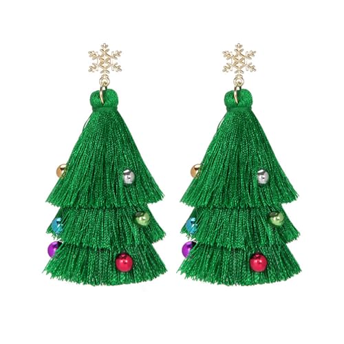 KONFEN Ohrstecker für Frauen, Legierung Ohrstecker mit Schneeflocke Ohrringe Quaste Weihnachtsbaum Ohrring Schmuck, Piercing Ohrringe Knorpel Geburtstag Neujahr Weihnachten Geschenke von KONFEN
