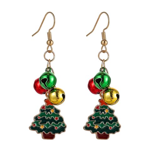 KONFEN Hoop Stud Earrings für Frauen, Alloy Dangle Ohrringe mit Weihnachtsbaum Form Glücksglocke Schmuck für Damen Mädchen, Piercing Ohrringe Knorpel Geburtstag Neujahr Weihnachten Geschenke von KONFEN
