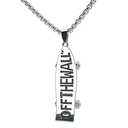 KONFEN Kette Herren Damen mit Anhänger, Skateboard Halskette Wikinger Kette aus Edelstahl für Männer 70cm, Kettenanhänger Edelstahlkette Necklace Pendant Men Ketten Chain Schmuck für Hip Hop Punk von KONFEN