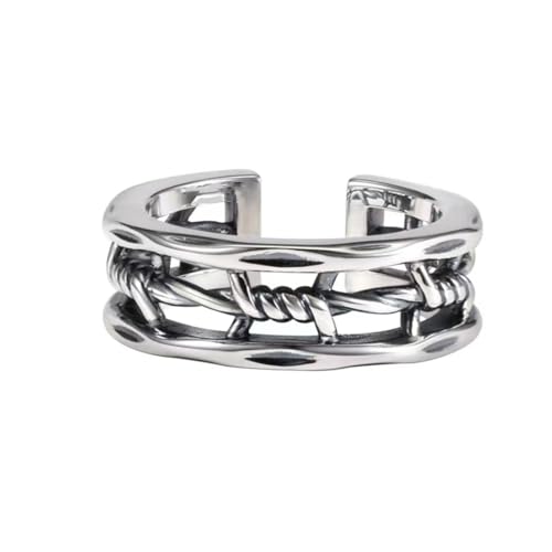 KONFEN Herren Ring Öffnung Verstellbarer, Durchbrochenes Zopfmuster Wikinger Offene Retro Punk Hip Hop Gothic Schmuck Unisex Vintage, Geburtstag/Weihnachten Geschenk für Männer Jungen Damen von KONFEN
