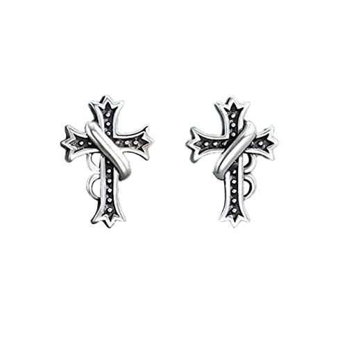 KONFEN Kreuz Ohrringe Silber, Kreuz Ohrstecker für Damen Männer, Steckohrringe Ohringen Antiallergische Cross Earrings Schlicht Ohringestecher Klein Hypoallergen Nickelfrei Schmuck für Mädchen Herren von KONFEN