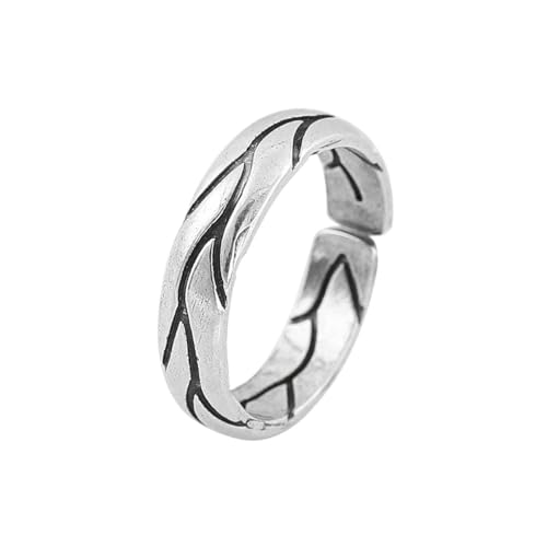 KONFEN Rebe Herren Ring, Wikinger Verstellbare Geschnitzte Ringe für Männer Hypoallergenes Hochglanzpolierte Oberfläche, Vintage Hip Pop Offene Ringe Gothic Punk Klassischer Herrenschmuck, Silber von KONFEN