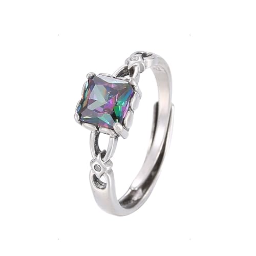 KONFEN Ring Silber 925 Damen, Fidget Ring Daumenring Verstellbar mit Bunte Cubic Zirkonia, Vintage Zehenring Zeigefinger Verstellbare Ringe Offen Fußringe Modeschmuck für Ehefrau Freundin Freund von KONFEN