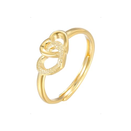 KONFEN Ring Silber 925 Damen, Herz Fidget Ring Daumenring Verstellbar, Zehenring Zeigefinger Verstellbare Ringe Offen Fußringe Modeschmuck für Ehefrau Freundin Freund (Gold) von KONFEN