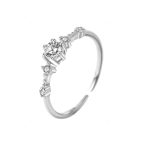 KONFEN Ring Silber 925 Damen, Kronen Fidget Ring Daumenring Verstellbar mit Zirkonia, Zehenring Zeigefinger Verstellbare Ringe Offen Fußringe Modeschmuck für Ehefrau Freundin Freund von KONFEN