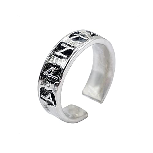 KONFEN Ring Verstellbar Herren Damen, Fidget Ring Offen mit Viking Rune Ringe Men Women Zeigefinger Verstellbare, Fußringe Zweifingerring Vintage Retro Daumenring Ring Männer Modeschmuck von KONFEN