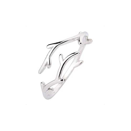 KONFEN Ring Verstellbar Silber 925, Fidget Ring Offen Dornen Zweig Ringe Men Women Zeigefinger Verstellbare, Fußringe Zweifingerring Vintage Retro Daumenring Ring Männer Modeschmuck von KONFEN