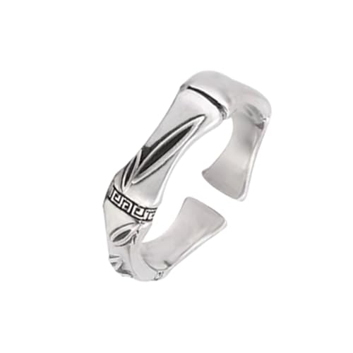 KONFEN Ring Verstellbar Silber Herren, Fidget Ring Blatt Ringe Offen Verstellbare Men, Zeigefinger Ringe Fußringe Zweifingerring Vintage Retro Modeschmuck für Männer Herr Man Frauen Unisex von KONFEN