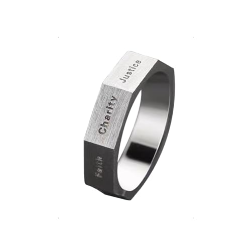 KONFEN Ring Verstellbar Silber Herren, Fidget Ring Heptagon Tugenden Ringe Offen Verstellbare Men Versilbert, Zeigefinger Ringe Fußringe Zweifingerring Vintage Retro für Männer Herr Man Unisex von KONFEN