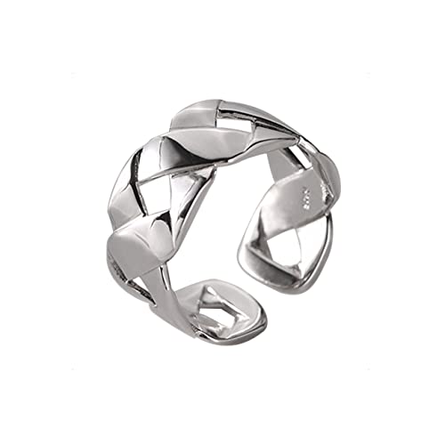 KONFEN Ring Verstellbar Silber Herren, Fidget Ring Weben Ringe Offen Verstellbare Men, Zeigefinger Ringe Fußringe Zweifingerring Vintage Retro Modeschmuck für Männer Herr Man Frauen Unisex von KONFEN