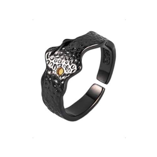 KONFEN Ring Verstellbar Silber Herren, Fidget Ring Schwarz Berg Ringe Offen Verstellbare Men, Zeigefinger Ringe Fußringe Zweifingerring Vintage Retro Schmuck für Männer Herr Man Frauen Unisex von KONFEN