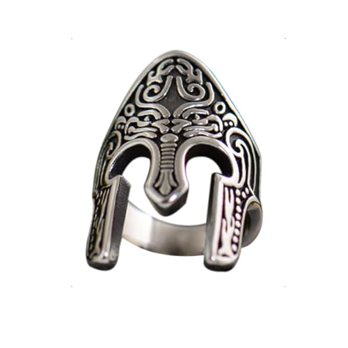 KONFEN Ring Verstellbar Silber Herren, Fidget Ring Spartanisch Helm Ringe Offen Verstellbare Men, Viking Zeigefinger Ringe Fußringe Zweifingerring Vintage Schmuck für Männer Herr Man Frauen Unisex von KONFEN