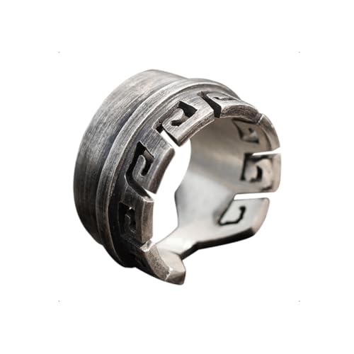 KONFEN Ring Verstellbar Silber Herren, Fidget Ring Indianer Feder Ringe Offen Verstellbare Men, Viking Zeigefinger Ringe Fußringe Zweifingerring Vintage Schmuck für Männer Herr Man Frauen Unisex von KONFEN