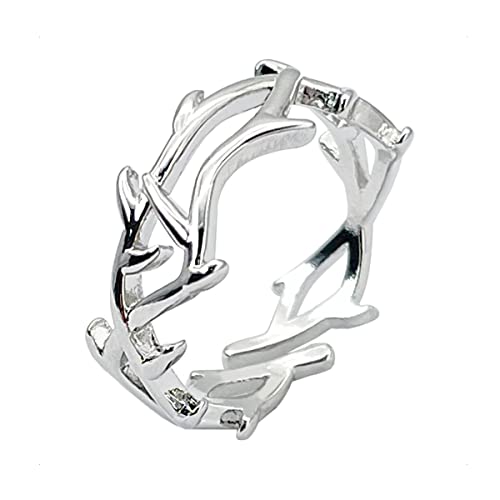 KONFEN Ring Verstellbar Silber Herren Damen, Fidget Ring Offen Dornen Zweig Ringe Men Women Zeigefinger Verstellbare, Fußringe Zweifingerring Vintage Retro Daumenring Ring Männer Modeschmuck von KONFEN