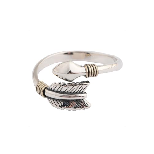 KONFEN Verstellbarer Silber Ring für Herren und Damen - Fidget Pfeil Zeigefinger Fußring - Zweifingerring Vintage Retro Daumenring - Modeschmuck von KONFEN