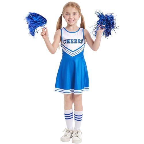 Black Friday Angebote 2024 Ab Wann Cheerleader Kostüm Damen Tier Kostüm Damen Kostüm Cheerleader Mädchen Elben Kostüm Frauen Kinder Kostüm Cheerleader Cheerleading Kostüm Mädchen(#Kinder Blue,150) von KONG JIMFAN