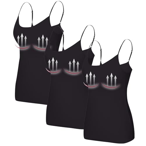 Damen Tank Top Mit Integriertem BH Unterhemden Crop Top Mit Verstellbarer Schultergurt Basic Cami Shirt BH-Hemd Sport Top Damen Sport Top Damen Spaghetti Top Damen(#P,L) von KONG JIMFAN