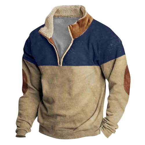 Dicker Kapuzenpullover Classic Shirt Trenchcoat Herren Pullover Slim Fit Oversize Hoodie Vintage Hemd Sommer Herrenhemden Langarm Freizeit Of the Sweatshirt Of the Sweatshirt Jacke(Khaki,5XL) von KONG JIMFAN