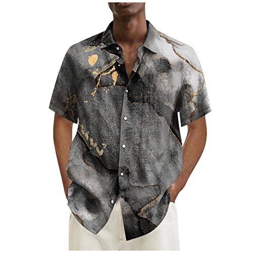 Hawaii Hemd Herren Herren Kurzarm-Hemd Mit Brusttasche Hawaiihemd Herren Kurzarm Fronttasche Hawaii-Print Weihnachten Christmas Designs Hawaii Hemd Männer(Dunkelgrau,4XL) von KONG JIMFAN