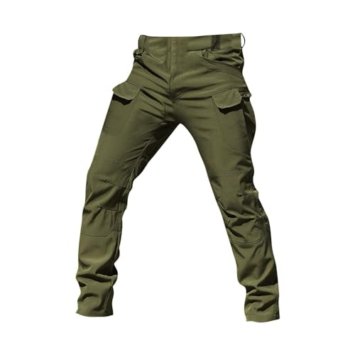 Herren Cargohosen Taktische Hose mit 7 Taschen Militär Outdoorhose 2024 Freizeithose Hosen Leichte Arbeitshosen Bequeme Radlerhose Lässig Chino Hose Wanderhose Jogginghose Pants(#B Army Green,3XL) von KONG JIMFAN