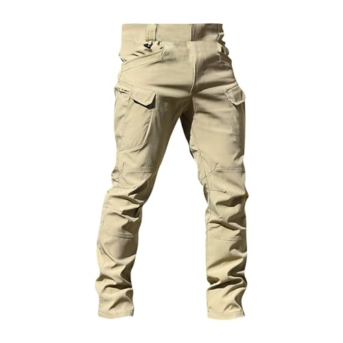 Herren Cargohosen Taktische Hose mit 7 Taschen Militär Outdoorhose 2024 Freizeithose Hosen Leichte Arbeitshosen Bequeme Radlerhose Lässig Chino Hose Wanderhose Jogginghose Pants(#B Khaki,3XL) von KONG JIMFAN