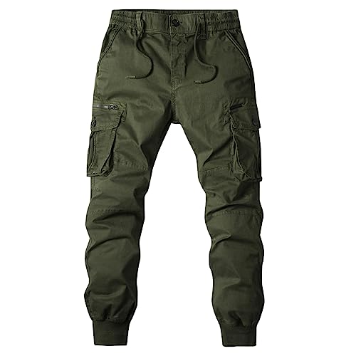 Herren Cargohosen Taktische Hose mit Mehreren Reißverschluss Taschen Militär Outdoorhose 2024 Freizeithose Haremshose Leichte Arbeitshosen Comfy Chino Hose Wanderhose Jagdhose(#B Dark Green,36) von KONG JIMFAN