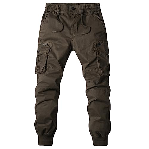 Herren Cargohosen Taktische Hose mit Mehreren Reißverschluss Taschen Militär Outdoorhose 2024 Freizeithose Haremshose Leichte Arbeitshosen Comfy Chino Hose Wanderhose Jagdhose(#B Kaffee,36) von KONG JIMFAN