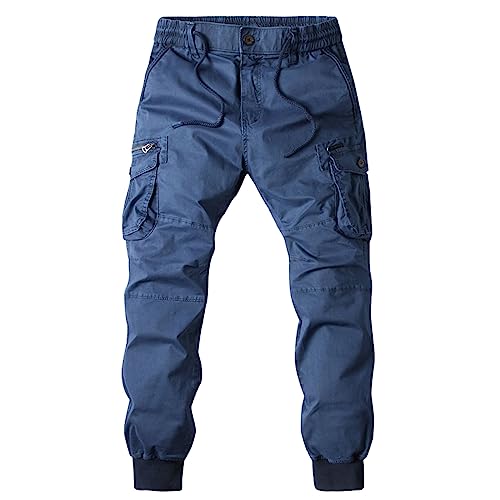Herren Cargohosen Taktische Hose mit Mehreren Reißverschluss Taschen Militär Outdoorhose 2024 Freizeithose Haremshose Leichte Arbeitshosen Comfy Chino Hose Wanderhose Jagdhose(#B Royal Blue,38) von KONG JIMFAN