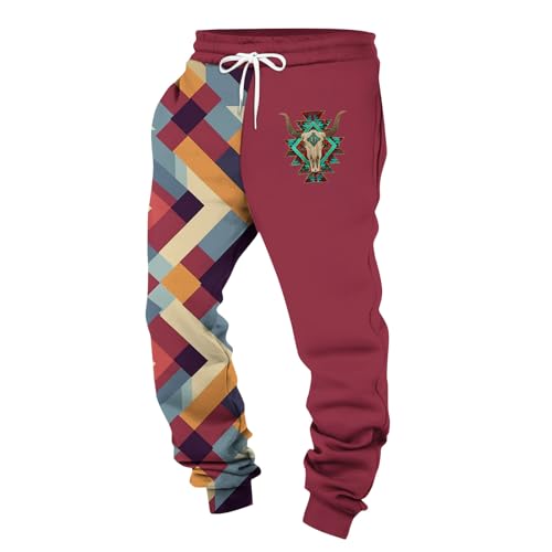 Jogginghose Herren Haushose Herren Hose Chino Herren Jogger Herren Gym Hose Herren Laufhose Herren Lang Winter Sport Hose Herren Trainingshose Freizeithose Herren Lang(#B Watermelon Red,3XL) von KONG JIMFAN