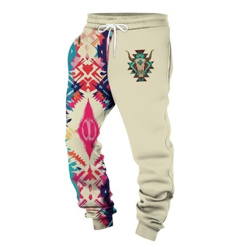 Jogginghose Herren Sport Hose Herren Tracksuit Freizeithose Herren Breite Jogginghose Herren Pyjama Hose Trainingsanzug Herren Baumwolle Gefütterte Jogginghose Jogginghose Baggy Chinohose(#F Beige,XL) von KONG JIMFAN