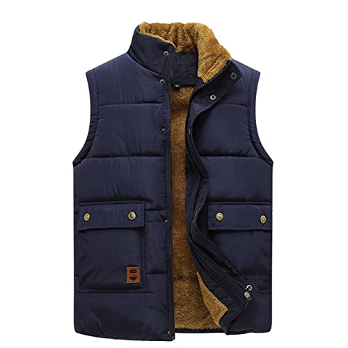 KONG JIMFAN Angebote Steppweste Herren 2024 Winter Warme Weste Herren Mit Stehkragen Anglerweste Outdoor Jacke Übergangsweste Einschubtaschen Ärmellos Jacke Daunenjacken(#C Blue,XXL) von KONG JIMFAN