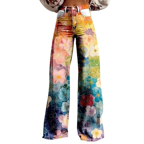 KONG JIMFAN Baggy Jeans Damen,Hohe Taille Weites Bein Jeanshosen 2025 Sommer Pants Washed Blue Vintage Denimjeans Boyfriend Schlaghose mit Taschen Halarajeans Freizeithose Y2k Streetwear von KONG JIMFAN