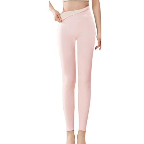 KONG JIMFAN Black Friday Angebote 2024 Thermo Fleece Leggings Damen Gefütterte Strumpfhose Kompressionsleggins Verdickte Hose High Waist Jogginghose Bequeme Winterhose Leggins Damen(#06 Pink,XXL) von KONG JIMFAN