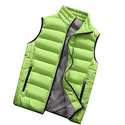 KONG JIMFAN Steppweste Herren Warm Weste Stehkragen Arbeitsweste Outdoor Jacke Übergangs Daunenweste Taschen Ärmellose Daunenweste(Grün,M) von KONG JIMFAN