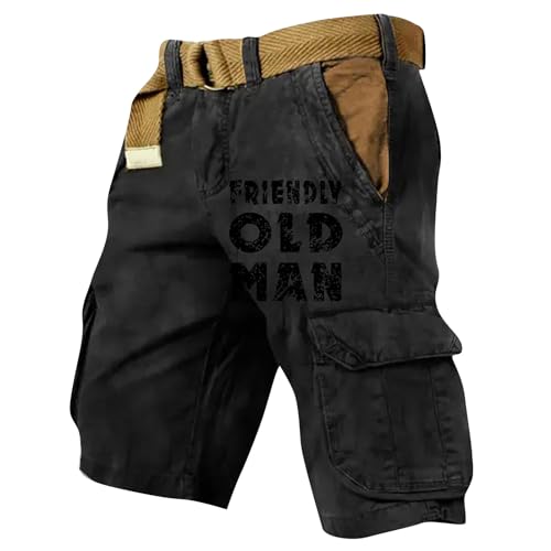 KONG JIMFAN Cargohose Herren Kurz Hose Knielang Cargo Shorts Arbeitsshort mit Taschen Sommer Arbeitshosen Männer Freizeit Shorts Baggy Radlerhose Sporthosen Outdoor Jagdhose Wanderhose(#E Black,4XL) von KONG JIMFAN