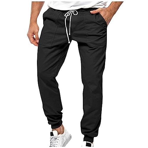 Chino Hose Herren Fit Turnhose Vintage Jogger Trainingshose Herren Wanderhose Hose Mit Knöpfen Junge Schöne Bell-Bottoms Piraten Hose Jordan Jogginghose(Schwarz,M) von KONG JIMFAN