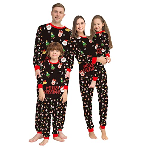KONG JIMFAN Christmas Pyjama Schlafanzug Herren Winter Gemütliche Pyjama Weihnachtspyjama Familie Set Pyjamas Für Männer Weihnachtspullover Lustig Damen Goth Hoodie(Schwarz,4XL) von KONG JIMFAN