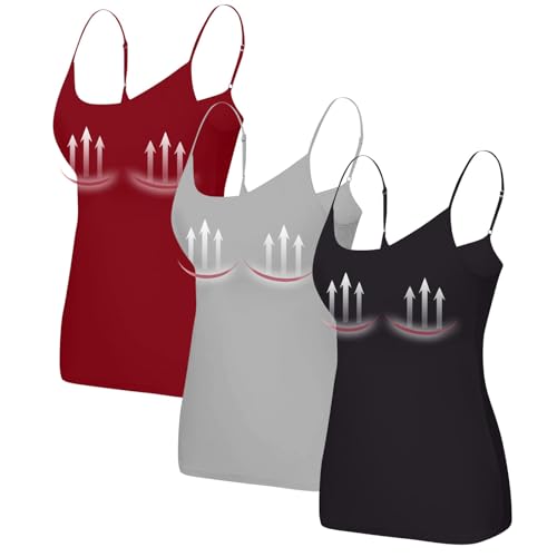 KONG JIMFAN Damen Tank Top Mit Integriertem BH Unterhemd Crop Tops Mit Verstellbarer Schultergurt Basic Cami Shirt BH-Hemd Sommer Outfits Damen Crop Top Unterhemden Mädchen(#O,L) von KONG JIMFAN