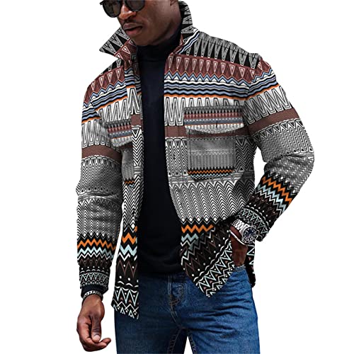 KONG JIMFAN Herren Dünne Jacke Lederjacke Oversize Hemd Männer Winterjacke Herren Holzfällerhemd Stillshirt Übergangsjacke Herren Winterjacke Manner Weißes Hemd Steppjacke Herren(Brown,S) von KONG JIMFAN