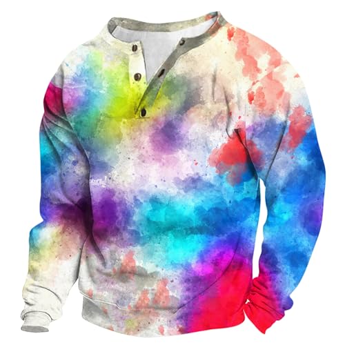 KONG JIMFAN Herren Henley Hemd Herren Nachthemd Winterhemd Henley Hemd Herren Herren T Shirt Herren Hemd Beige Weihnachtspullover Paare Set Schwarze T Shirts Basic Männer(#3 Multicolor,XL) von KONG JIMFAN