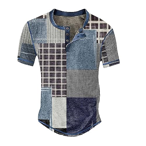 KONG JIMFAN Herren Henley Hemd Poloshirts Für Herren XXXXL T Shirt Men Henley Hemd Herren Weihnachtsshirt Herren Hemd Knöpfe Silvester Pullover Herren Arbeitspullover Herren Set(#6 Dark Blue,XL) von KONG JIMFAN