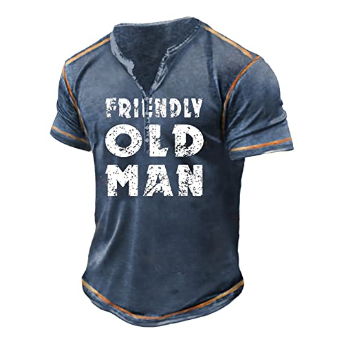 KONG JIMFAN Herren Henley Hemd Stillpullover Hemd Ohne Ärmel Herren Henley Hemd Herren Glitzerhemd Herren Tshirt Herren Baumwolle Unterhemden Herren Lang Tshirt Basic(#6 Blue,L) von KONG JIMFAN