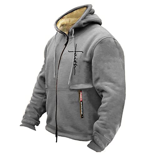 KONG JIMFAN Herren Jacke Biker Jacke Herren Schwarz Hemd Winterjacke Herren Regenjacke Kapuzenpullover Herren Winterjacke Jeansjacke Mit Perlen Button Down Hemd Hardshell Jacke(Light Gray,XL) von KONG JIMFAN
