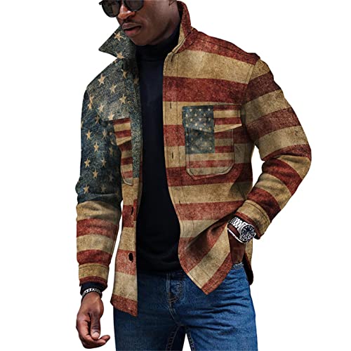 KONG JIMFAN Herren Jacken Männer Jacken Winter Jeans Hemden Herren Winterjacke Schnee Sweatshirt Herren Herren Übergangsjacke Trainingsjacken Herren Oversize Hemd Regenjacke Gelb(Watermelon Red,XL) von KONG JIMFAN