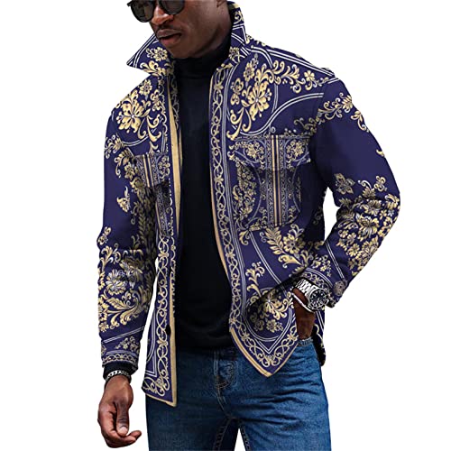 KONG JIMFAN Herren Jacken Übergangsjacke Herrn Smokinghemden Übergangsjacke Herren Hoodie S Regen Jacke. Herren Herren Winterjacke wasserdichte Jacke Hemd Männer Lederjacke Vintage(Gold,XXL) von KONG JIMFAN