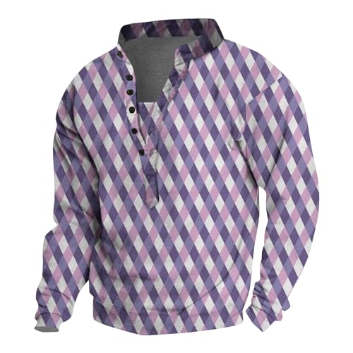 KONG JIMFAN Herren T Shirt Henley Thermohemd Bluse Herren Herren Henleyshirt Langarm Sportshirt Herren Arbeitshemd Herren Kurzarm Weihnachtshemd Herren Lustig Herren Pullover Dünn(#1 Light Blue,XL) von KONG JIMFAN