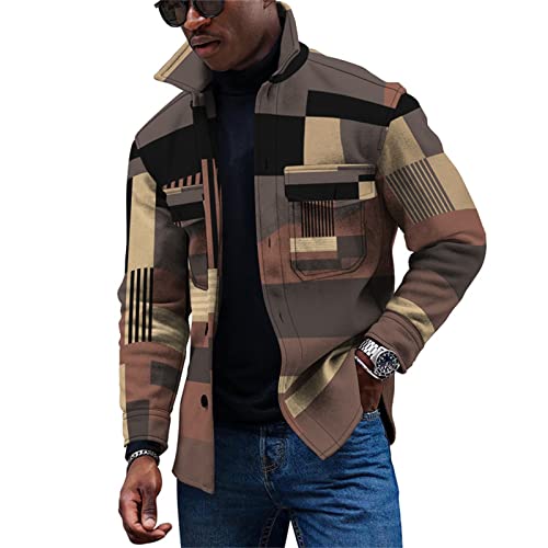 KONG JIMFAN Herren Übergangsjacke Wickelstrickjacke Gestreiftes Hemd Winterjacke Herren Herren Anzug Unterhemden Herren Herren Jacke Windjacke Schwarzes Hemd Herren Moorhead Jacke(Light Brown,XXL) von KONG JIMFAN