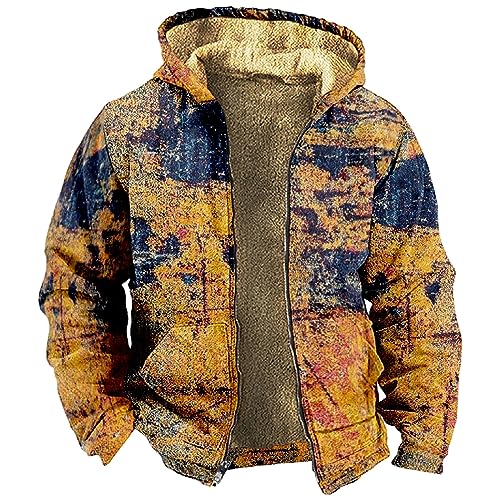 KONG JIMFAN Herren Winterjacke Arbeitsjacke Schwarzes Hemd Herren Ünne Jacke Herren Herren Winterjacke Pullover Für Herren Jacke Herren Skijacke Hemd Mit Pullover Jeansjacke Mit Perlen(Orange,XL) von KONG JIMFAN