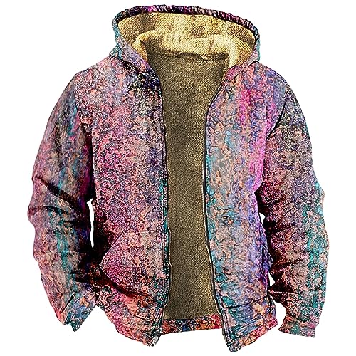 KONG JIMFAN Herren Winterjacke Jacken Herren Trachtenhemd Herren Übergangsjacke Zip Hoodie Regenjacke Herren Leicht Jacke Herren Flanell Jacke Herren Hemd Winterjacke Herren Lang(Pink,M) von KONG JIMFAN